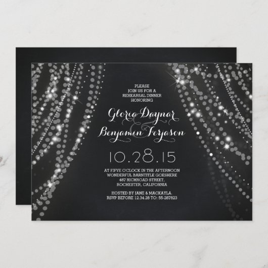 String lichten repetitie diner uitnodigingen (Voorkant / Achterkant)