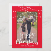 String Lichten Rood en Groen Foto Vrolijk Kerstmis Feestdagenkaart (Voorkant)