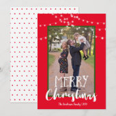 String Lichten Rood en Groen Foto Vrolijk Kerstmis Feestdagenkaart (Voorkant / Achterkant)