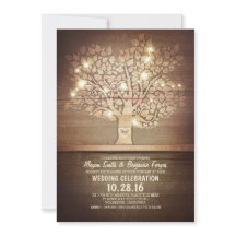 String lichten & rustieke boom bruiloft uitnodigin