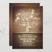 String lichten & rustieke boom bruiloft uitnodigin kaart (Voorkant / Achterkant)