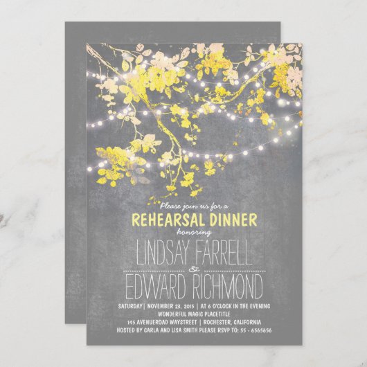 String lichten schattig en fancy repetitie diner kaart (Voorkant / Achterkant)