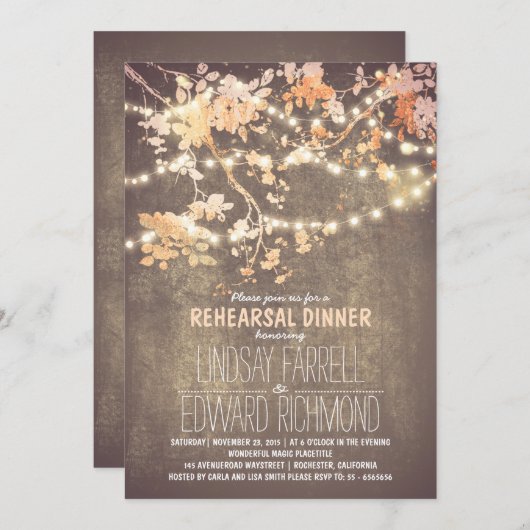 String lichten schattig en fancy repetitie diner kaart (Voorkant / Achterkant)