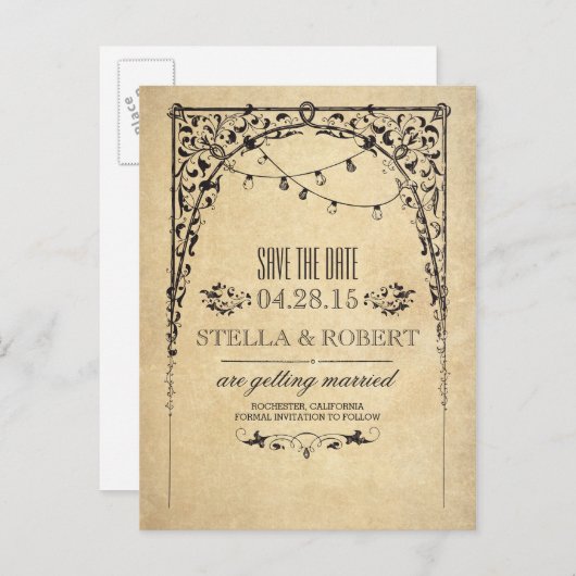  string lichten Sla de datum op Aankondigingskaart (Voorkant / Achterkant)