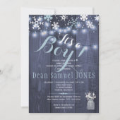 String lichten sneeuwvlokken schuur hout jongen ba kaart (Voorkant)