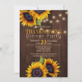 String lichten zonnebloemen rustieke Thanksgiving  Kaart (Voorkant)