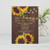 String lichten zonnebloemen rustieke Thanksgiving  Kaart (Staand voorkant)