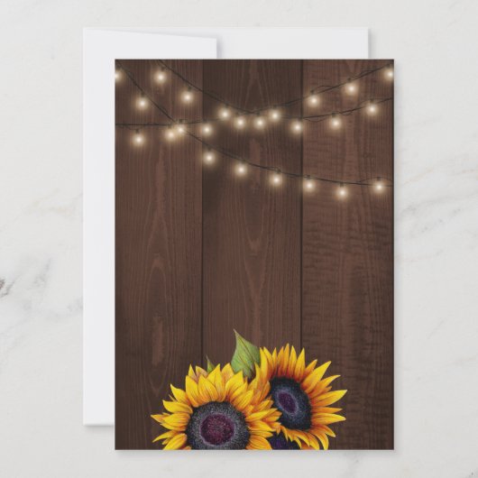 String lichten zonnebloemen rustieke Thanksgiving  Kaart (Achterkant)