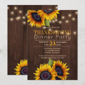 String lichten zonnebloemen rustieke Thanksgiving  Kaart (Voorkant / Achterkant)