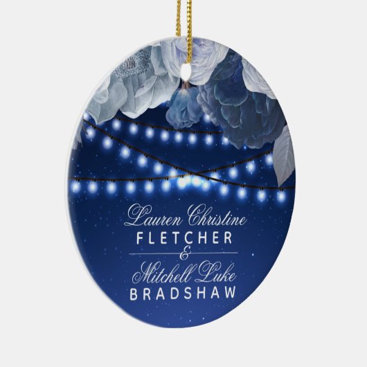 String light Blue Wedding Photo Keramisch Ornament (Rechts)