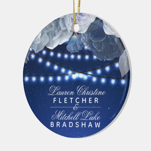 String light Blue Wedding Photo Keramisch Ornament (Links)