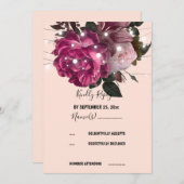 string light Burgundy flower RSVP Uitnodiging (Voorkant / Achterkant)