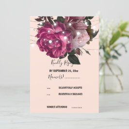 string light Burgundy flower RSVP Uitnodiging