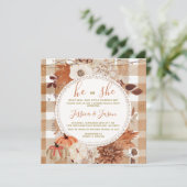 String Light Gingham Pumpkin Gender Reveal Party Kaart (Staand voorkant)