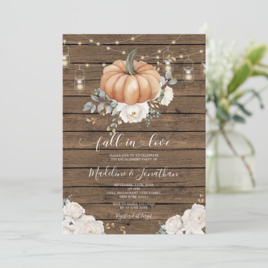 String Light Herfst In Love Rustic Engagement Part Kaart (Staand voorkant)