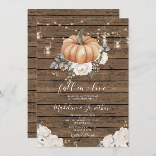 String Light Herfst In Love Rustic Engagement Part Kaart (Voorkant / Achterkant)