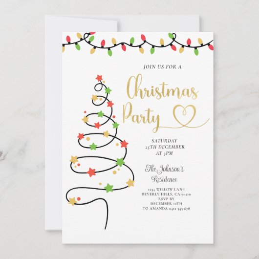 String Light Kerstfeest Uitnodigen Kaart (Voorkant)
