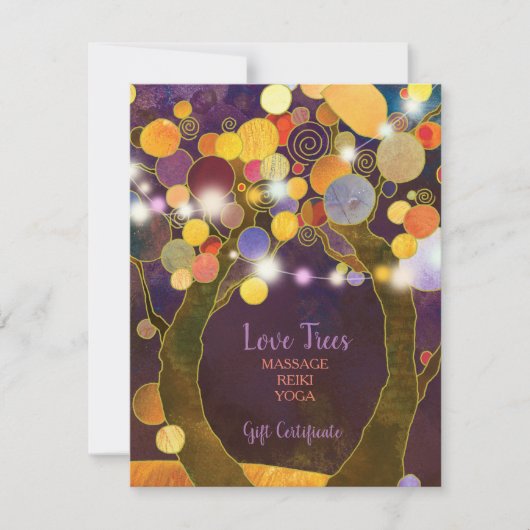 String Light Love Trees Business Gift Certificates (Voorkant)