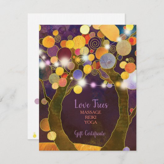 String Light Love Trees Business Gift Certificates (Voorkant / Achterkant)