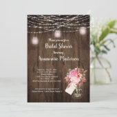 String Light Mason Jar Bloemen Vrijgezellenfeest | Kaart (Staand voorkant)