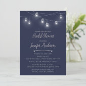 String Light Mason Jar Blue Vrijgezellenfeest Kaart (Staand voorkant)