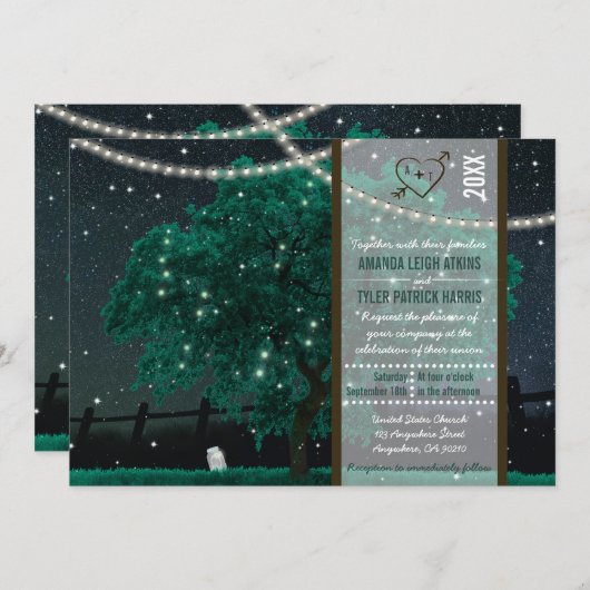 String Light Mason Jar Firefly Wedding Invitations Kaart (Voorkant / Achterkant)