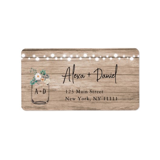 String Light Mason Jar Return-adreslabel Etiket (Voorkant)