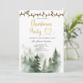 String Light Pine Trees Kerstfeest Kaart (Staand voorkant)