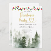 String Light Pine Trees Kerstfeest Kaart (Voorkant / Achterkant)