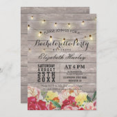 String Light Rustic Wood Floral Bachelorette Party Kaart (Voorkant / Achterkant)