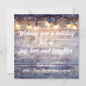 String Light Rustic Wood Photo Holiday Kaart (Achterkant)