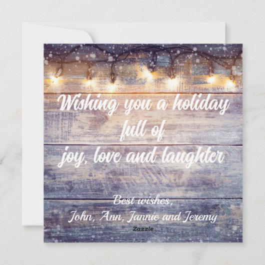 String Light Rustic Wood Photo Holiday Kaart (Achterkant)