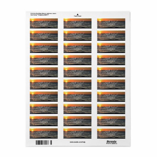 String Light Sunset Beach-adreslabel Etiket (Full Sheet)