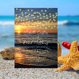 String Light Sunset Beach Weddenschap Save The Date