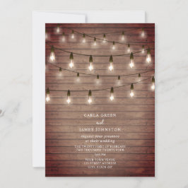  String Lightbulbs Hout Wedding Kaart