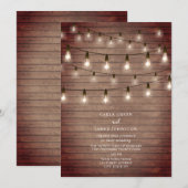  String Lightbulbs Hout Wedding Kaart (Voorkant / Achterkant)