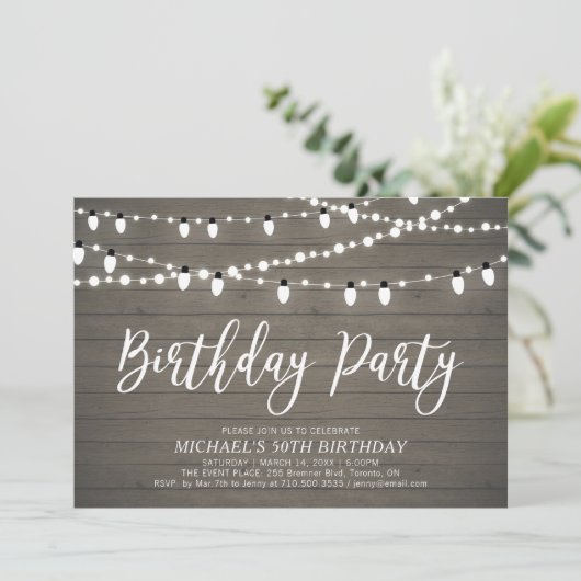 String Lights | 50e geboorte-50e volwassen partij Kaart (Staand voorkant)