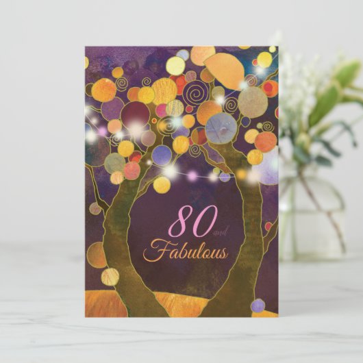 String Lights 80ste verjaardagsfeest Kaart (Staand voorkant)