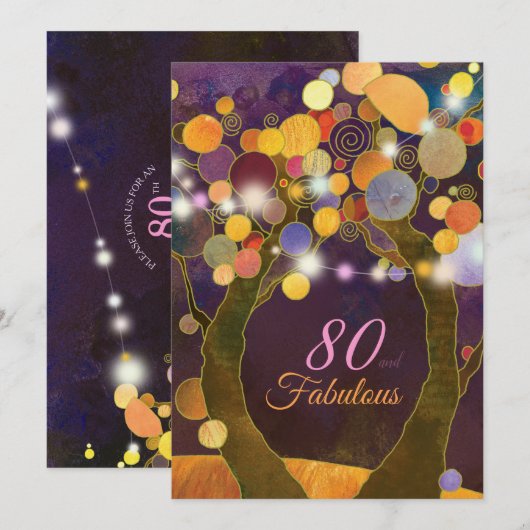 String Lights 80ste verjaardagsfeest Kaart (Voorkant / Achterkant)