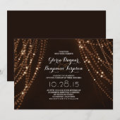 String Lights Achtergrond Rustiek Country Wedding Kaart (Voorkant / Achterkant)