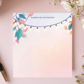 String Lights and Leaves Pastel Gepersonaliseerde Notitieblok