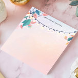 String Lights and Leaves Pastel Gepersonaliseerde  Notitieblok<br><div class="desc">Creëer een hartelijke en uitnodigende sfeer met dit gepersonaliseerde notitieblok. Delicate string lichten zijn verweven met pastelkleurige bladeren, het creëren van een charmante en grillige rand langs de top. De zachte, gedempte achtergrond versterkt het gezellige gevoel. Voeg uw eigen tekst toe om dit notitieblok aan te passen. Perfect voor avondnotities,...</div>
