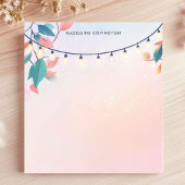 String Lights and Leaves Pastel Gepersonaliseerde Notitieblok