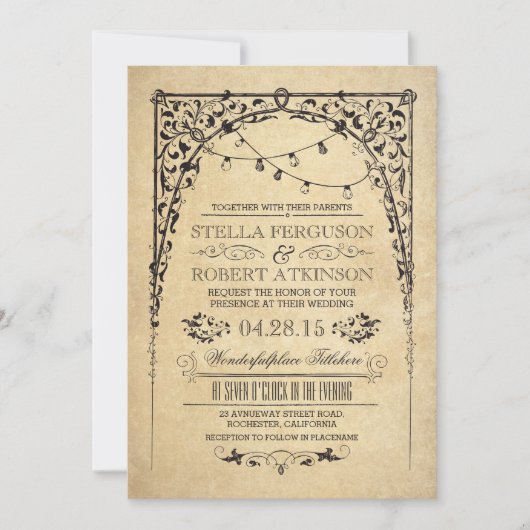 String Lights Arch bruiloft uitnodigingen (Voorkant)