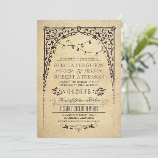 String Lights Arch bruiloft uitnodigingen (Staand voorkant)