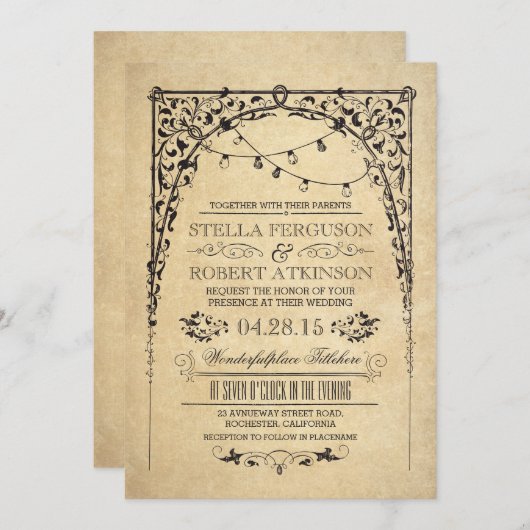 String Lights Arch bruiloft uitnodigingen (Voorkant / Achterkant)