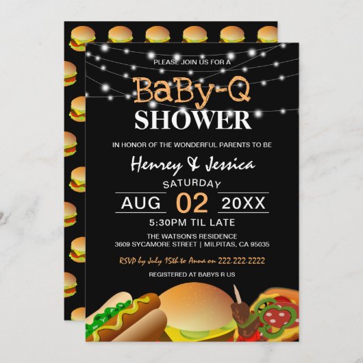 String Lights Baby-Q | BABY SHOWER Kaart (Voorkant / Achterkant)