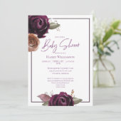 String Lights Baby shower Pink Gold Paars Floral Kaart (Staand voorkant)