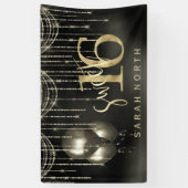 String Lights & Balloons Sweet 16 Black/Gold ID473 Spandoek (Verticaal)
