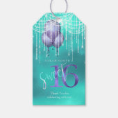 String Lights & Balloons Sweet 16 Blauwgroen ID473 Cadeaulabel (Voorkant)